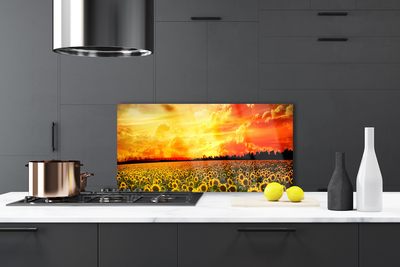 Szkło Dekoracyjne do Kuchni Słoneczniki na Polnej Łące