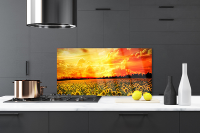 Szkło Dekoracyjne do Kuchni Słoneczniki na Polnej Łące