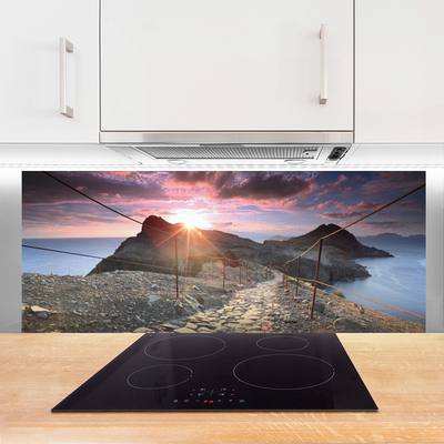 Dekor Szklany do Kuchni Szlak nad Przepaścią o Zmierzchu