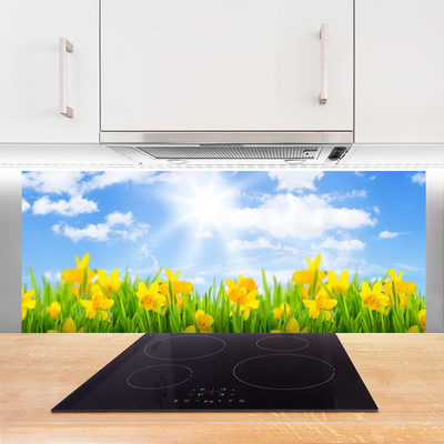 Panel Szklany Wiosenne Żonkile w Trawie