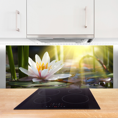 Szkło Ozdobne do Kuchni Lilia Wodna w Złotym Blasku