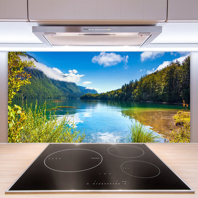 Panel Szklany Kryształowe Jezioro w Objęciach Gór