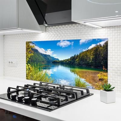 Panel Szklany Kryształowe Jezioro w Objęciach Gór