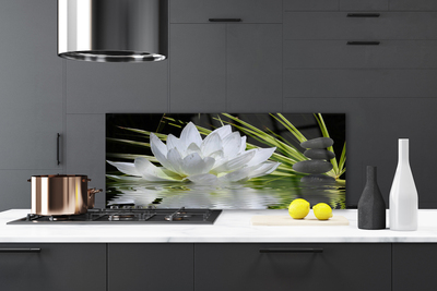 Panel Szklany do Kuchni Harmonijne Lilie na Stawie