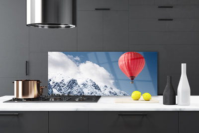 Panel Szklany do Kuchni Lot Balonem nad Śnieżnymi Alpami