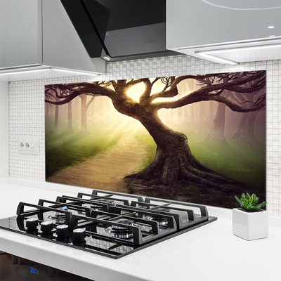 Panel Szklany Promienie Słońca w Koronie Drzewa