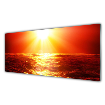 Panel Szklany Zachód Słońca Morze Fala