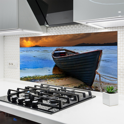 Panel Szklany Łodzie na Piaszczystym Brzegu