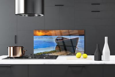 Panel Szklany Łodzie na Piaszczystym Brzegu