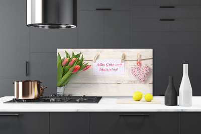 Panel Szklany Artystyczne Serce z Tulipanów