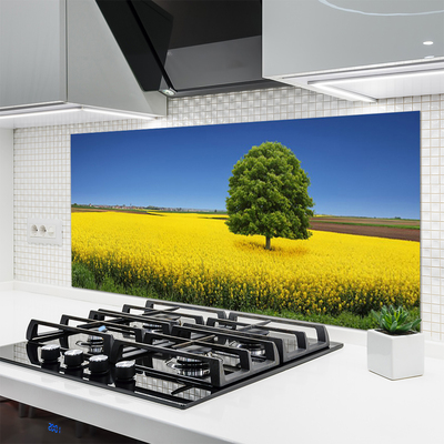 Panel Szklany do Kuchni Samotne Drzewo w Polu