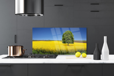 Panel Szklany do Kuchni Samotne Drzewo w Polu