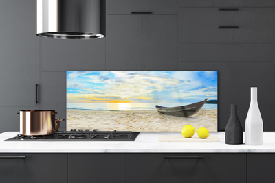 Panel Szklany do Kuchni Łódź Rybacka na Brzegu