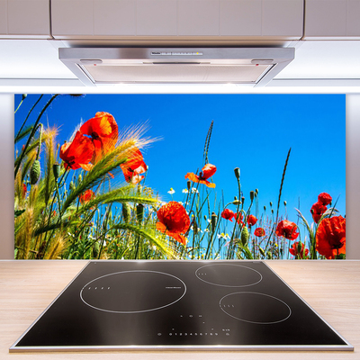 Szkło Dekoracyjne do Kuchni Polna Łąka Pełna Maków