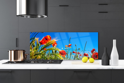 Szkło Dekoracyjne do Kuchni Polna Łąka Pełna Maków