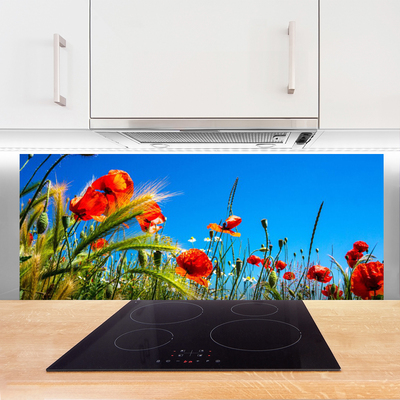 Szkło Dekoracyjne do Kuchni Polna Łąka Pełna Maków