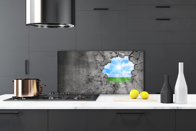 Panel Szklany Artystyczna Iluzja Pękniętej Ściany