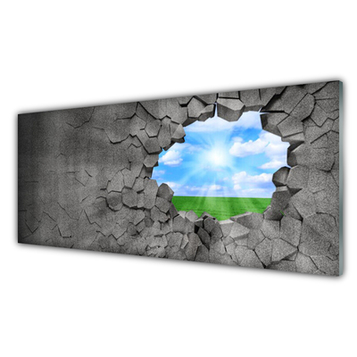 Panel Szklany Dziura Popękana Ściana