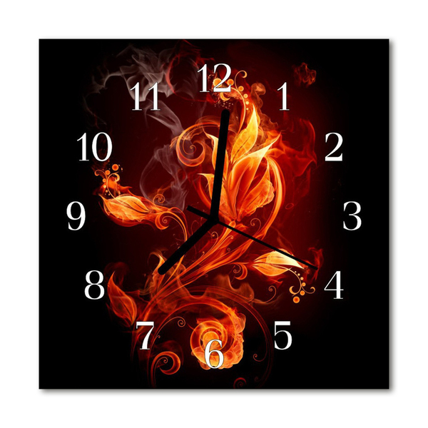 Zegar ścienny kwadrat Kwiat ogień