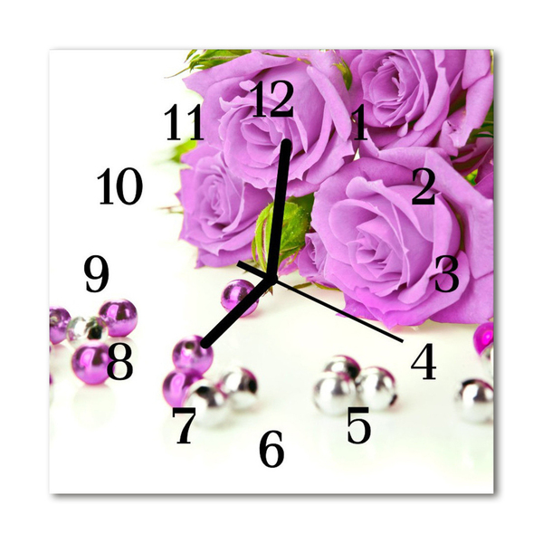 Zegar ścienny kwadrat Róże