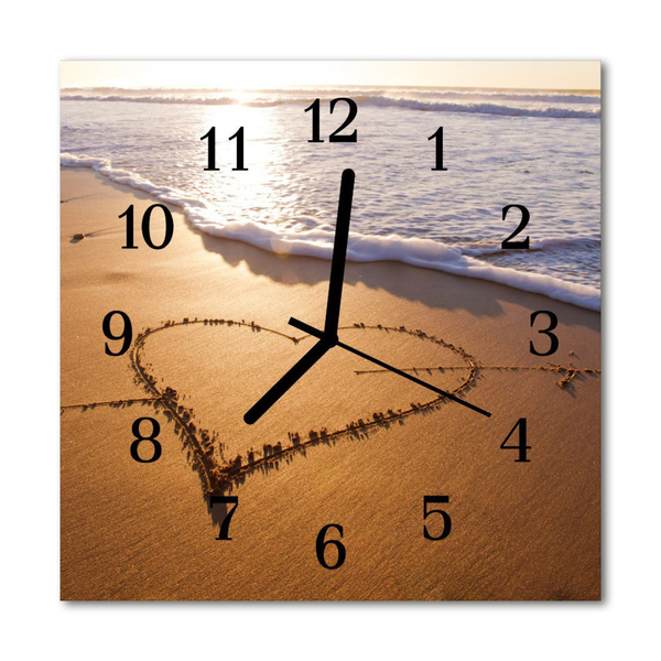 Zegar ścienny kwadrat Serce na plaży