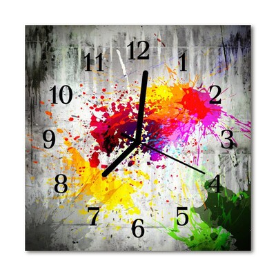 Zegar szklany kwadratowy Kolorowe plamy