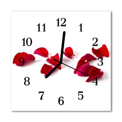 Zegar szklany kwadratowy Płaatki róży