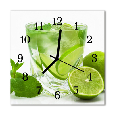 Zegar szklany kwadratowy Limonka