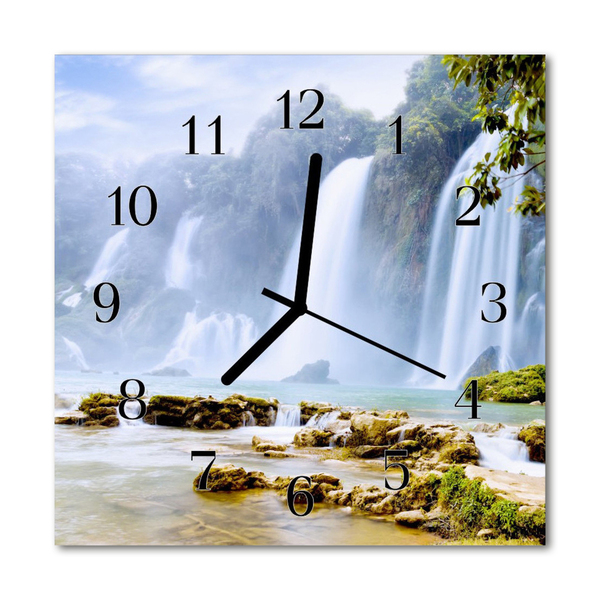 Zegar szklany kwadratowy Wodospad