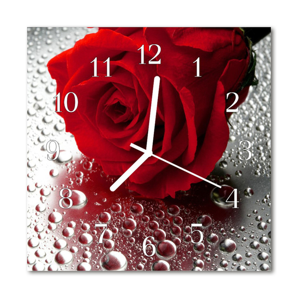 Zegar szklany kwadratowy Róża