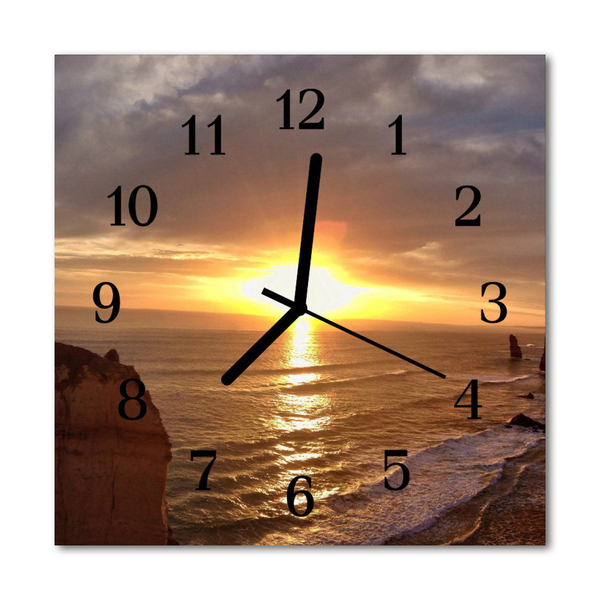 Zegar szklany kwadratowy Zachód słońca