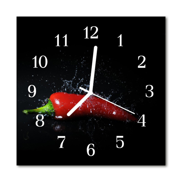 Zegar szklany kwadratowy Papryczka chilli