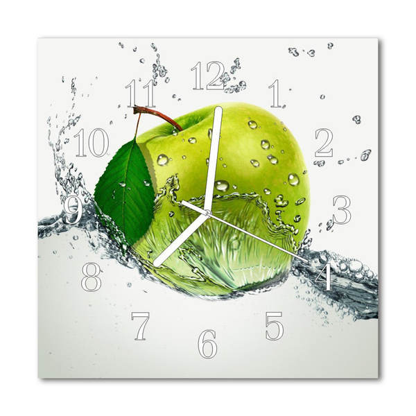 Zegar szklany kwadratowy Jabłko