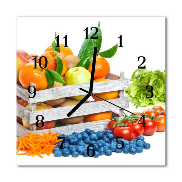 Zegar szklany kwadratowy Warzywa