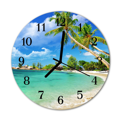 Zegar ścienny okrągły Plażowe palmy