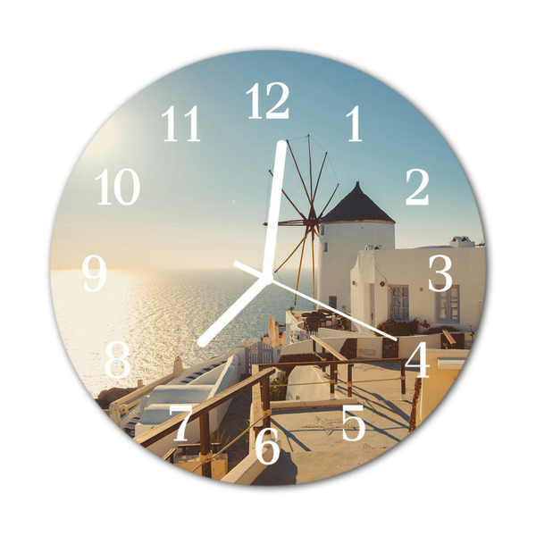 Zegar szklany okrągły Santorini