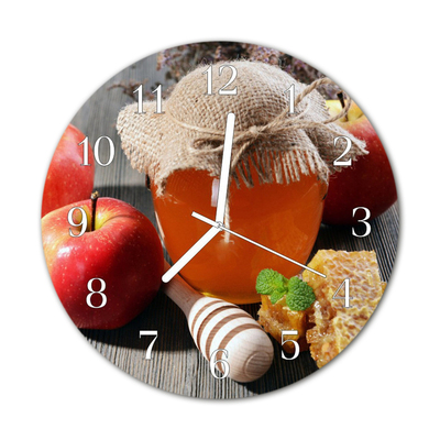 Zegar szklany okrągły Jabłko miód