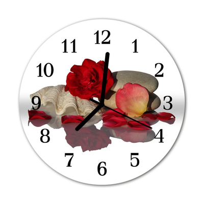 Zegar szklany okrągły Róża muszla