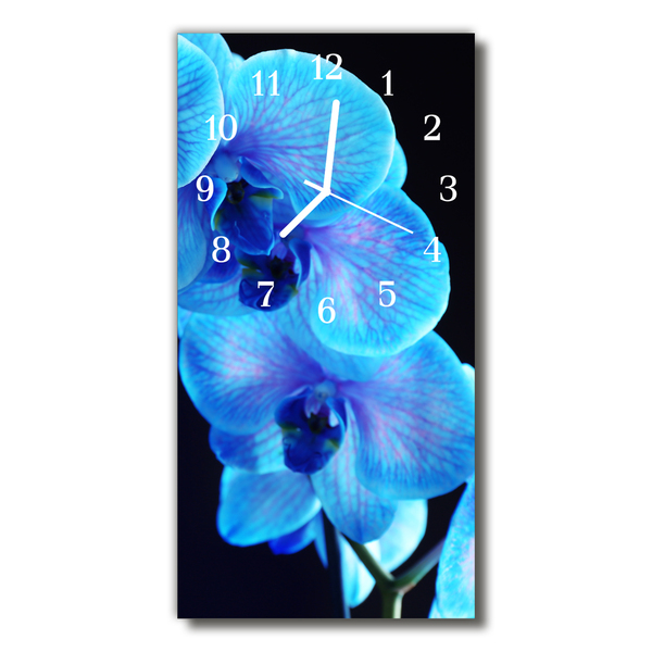 Zegar Szklany Pionowy Kwiat niebieski