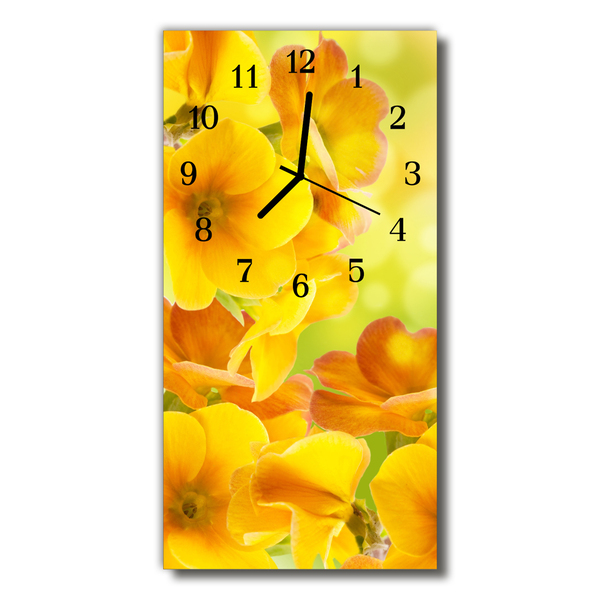 Zegar Szklany Pionowy Kwiaty Natura płatki żółty