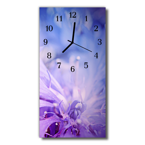 Zegar Szklany Pionowy Kwiaty Kwiat płatki purpurowy