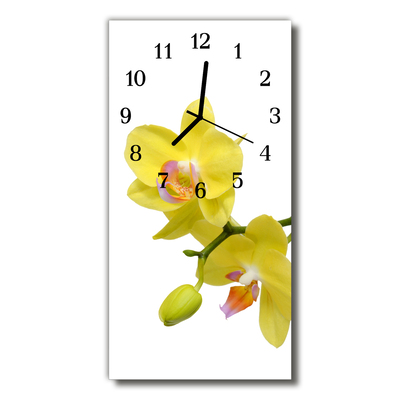 Zegar Szklany Pionowy Kwiaty Storczyk orchidea żółty