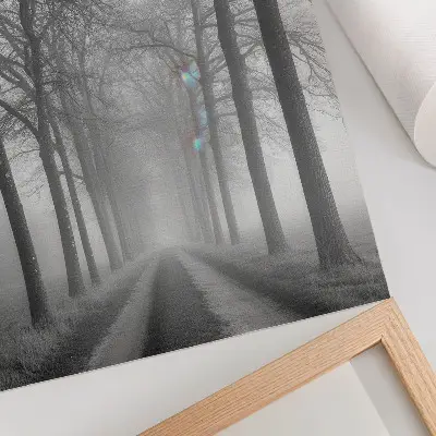 Nowoczesna grafika na płótnie mglista aleja drzew w stylu nowoczesnego minimalizmu