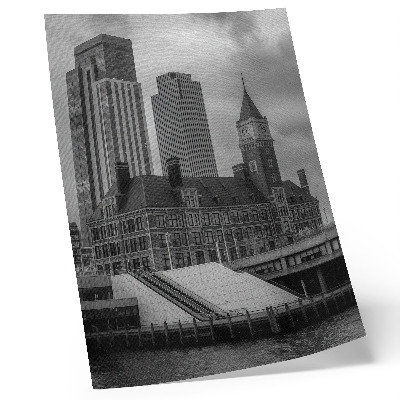 Nowoczesna grafika na płótnie Wysokie wieżowce historyczny budynek kontrast kolorów