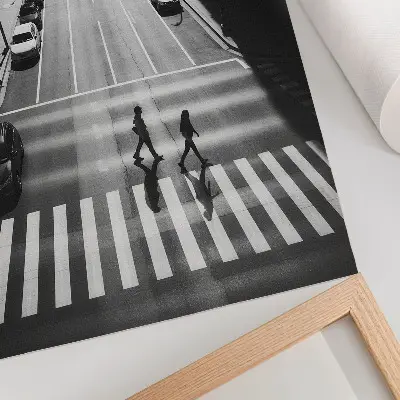 Plakat ścienny miejska scena w czarno-białym klimacie nowoczesności