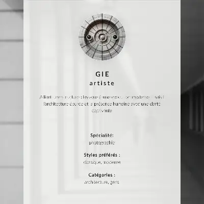 Plakat z teksturą płótna przedstawiający nowoczesną architekturę z długimi cieniami i symetrią