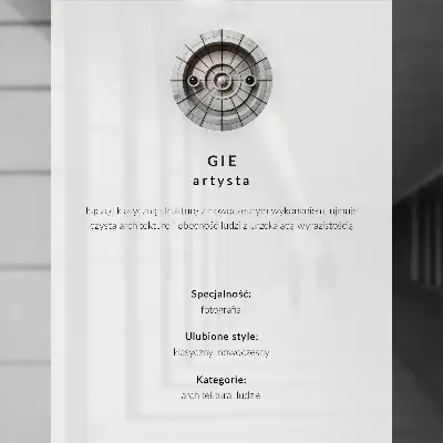 Plakat z teksturą płótna przedstawiający nowoczesną architekturę z długimi cieniami i symetrią