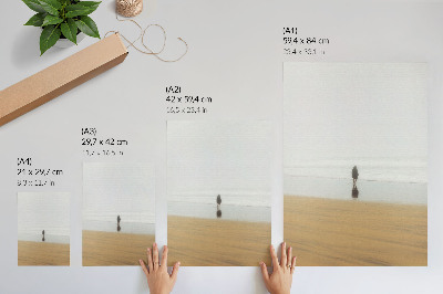Plakat na płótnie Minimalizm spokój samotność plaża odbicie woda
