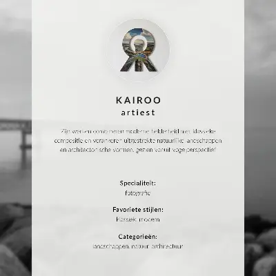 Nowoczesna grafika na płótnie spokojny pejzaż z mostem na kamienistej plaży przy szarym niebie