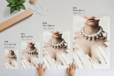 Nowoczesna grafika na płótnie artystyczny naszyjnik z motywem czaszki w kontrastowym stylu